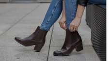 THURSDAY BOOT CO. Pelle Marrone Aria Chelsea Western Tacco Slip On Donna Taglia 7 