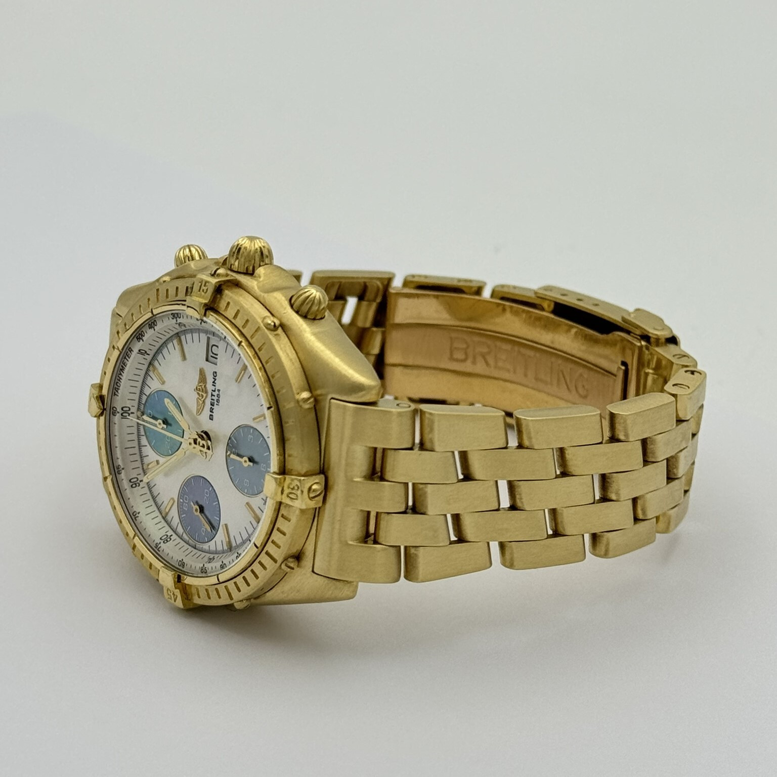 Breitling Chronomat Automatic Herren Uhr K13047 18K 750 Massive Gold Perlmutt Mo image 10
