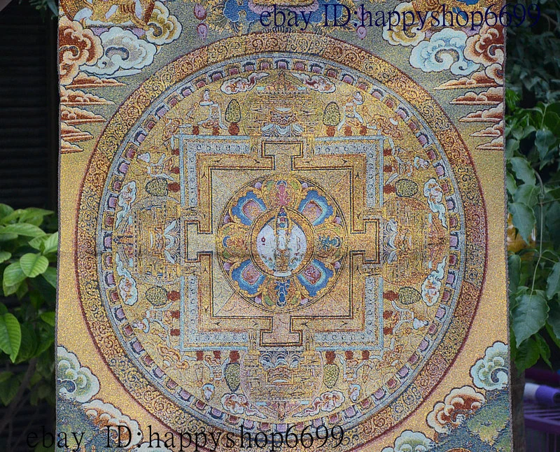 Mural de pintura de Buda Thangka de tela de seda budismo tibetano 36" Foto 4 de 4