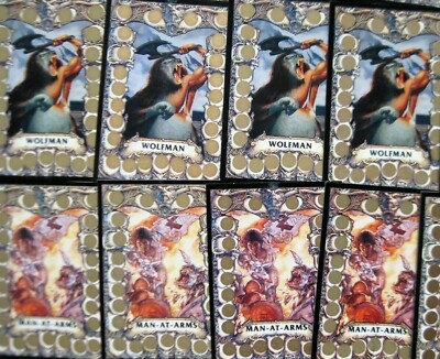 MERLIN BATTLE CARDS Wolfman & Man-At-Arms Scratch & Slay Fantasy Game 1993