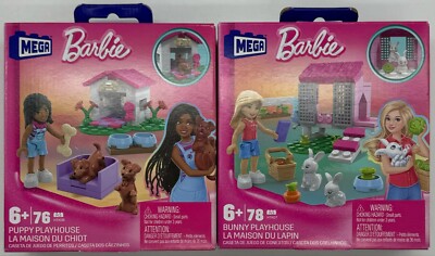 2PK Mega Bloks Barbie Set ~ Puppy Playhouse & Bunny Playhouse ~ SEALED ~ NEW