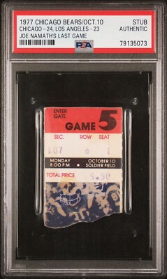 1977 JOE NAMATH FINAL NFL GAME TICKET STUB LA RAMS VS CHICAGO