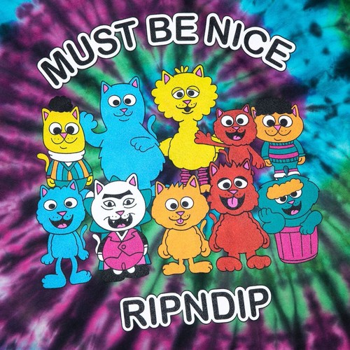 Genuine Rip N Dip Nerm Street T-Shirt - Multi Spiral Dye - Picture 2 of 6