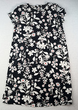 J. Jill Wearever Collection Black Floral Short Sleeve Shift Dress Womens Size XS