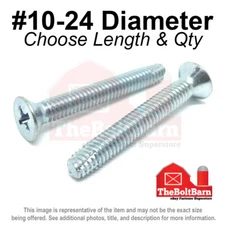 #10-24 Phillips Flat Head Type F Thread Cutting Screws Zinc (Pick Length & Qty)
