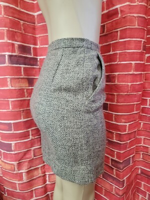 Erreuno Milano Career Work Wool Gray/black Pencil Women's Skirt IT 40/US4 #002