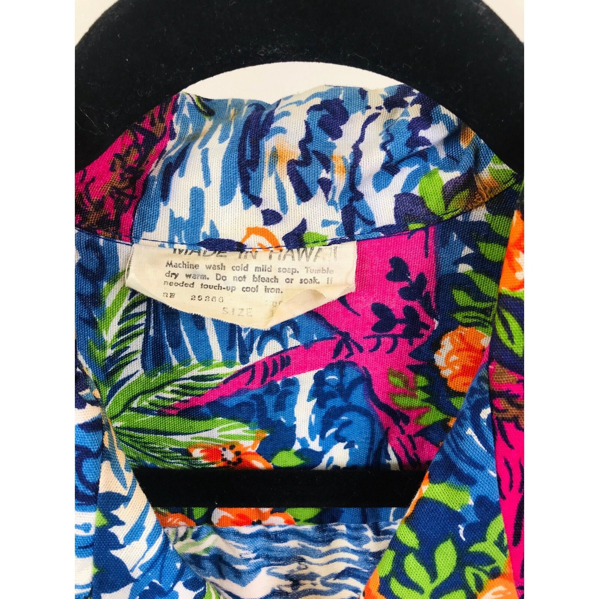 Vintage 1940s-1950s Men's Cotton Hawaiian Shirt with Orange