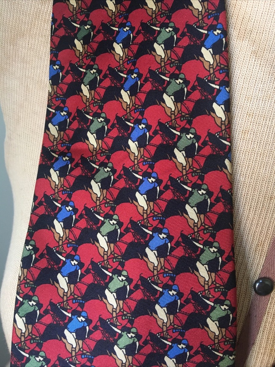 Metropolitan Museum Of Art Mark Cross Silk Tie, Kentucky Derby, Horse Racing View 2