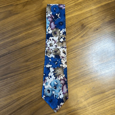 Vintage John Weitz Men’s Tie Abstract Floral 100% Silk Blue Pink Made in USA