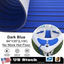 94x35" EVA Foam Boat Decking Sheet Mat Faux Teak Marine Yacht Flooring Blue Pad