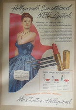 Max Factor Make-Up Ad: Movie Star Maureen O'Hara from 1940's Size: 11 x 15 in