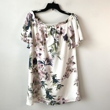 Lulu’s Dream Of You Off The Shoulder Shift Dress Ivory Floral M