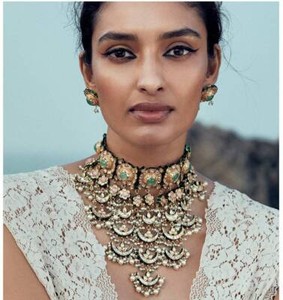 Authentic VeroniQ Trends-Bollywood Style Bridal Gold Plated Bikaneri Kundan Choker Necklac