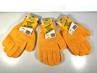 Three (3) HAND MASTER Yellow SUPER-GRIP ALL-PURPOSE GLOVES Warm Work Sz M - New!