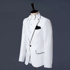 Mens 2 Piece White Suit Jacket Pants Notch Lapel Blazer Wedding Prom Party