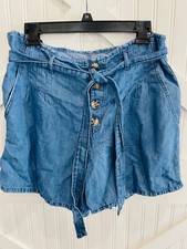 Womens Esprit High Waisted Mom Jean Denim Light Wash Shorts Size 31 Button Fly