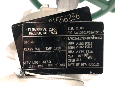 Vanne à Globe Flowserve VOGT 02611724100980003 - 2'' 800# SS F316L SW12501F316T5 - Neuf Avec Garantie
