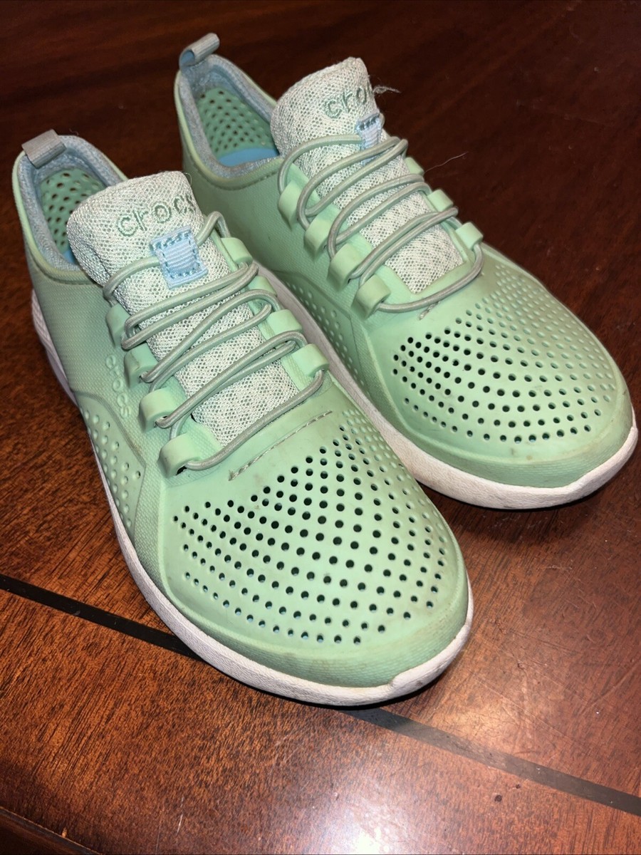 CROCS LiteRide Pacer Kids Mint Green Slip On Sneakers Shoes Youth J2 206011