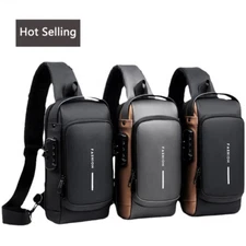 USB Charging Sport Sling Anti-Theft Shoulder Bag, Waterproof Messenger Bag