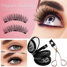 3D Dual Magnetic Eyelashes Kit With Eyelash Curler 8 Pairs