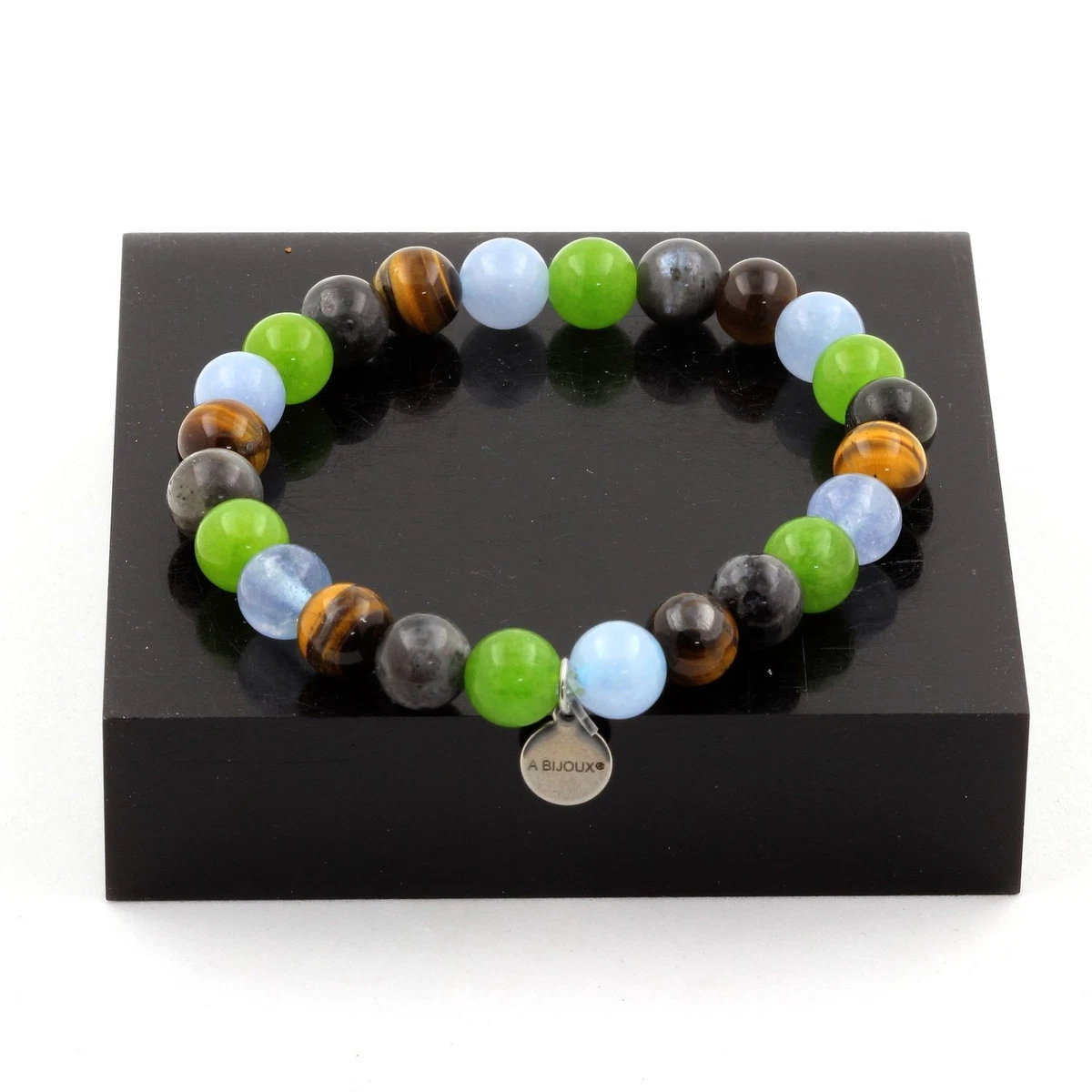 Bracciale Elastico Con Perle Di Acquamarina Vera 8 Mm – Fatto A Mano, Lunghezza 17-18 Cm, Pietra Preziosa Naturale ELEDORO