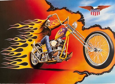 EASY RIDERS BY DAVID MANN, SKELETON IN A CHOPPER,RARE LICENSED