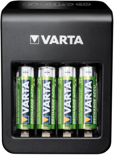 Varta Ladegerät LCD Plug Charger (inkl. 4x AA 2100mAh) | mit USB Lader Prozessor - Afbeelding 1 van 2