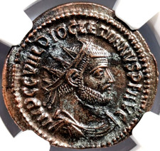 Diocletian Roman Empire AD 284-305 NGC AU Aurelianianus Soldier Spear Victory
