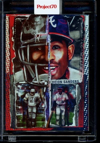 2021 Topps Project 70 Card #883 Deion Sanders by Andrew Thiele Rainbow Foil /70