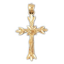 Jesus Christ on Cross Charm Pendant 14k Gold