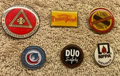 6 Firefighters Lapel Pins NFPA, National Fireman s Journal, Everyone Goes Home