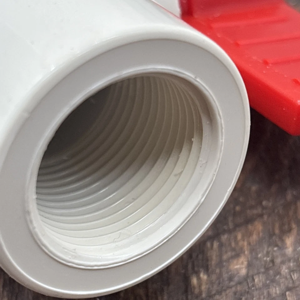 3/4Inch PVC Threaded Ball Valve - Red Handle - Image 2 of 4