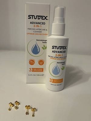 Original Studex Ohrstecker medizinisch Edelstahl Kugel Zirkonia Gold Antisept 