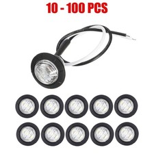 10-100X 3/4" White Small Round Side Marke Light LED Mini Button Truck Lamps 12V
