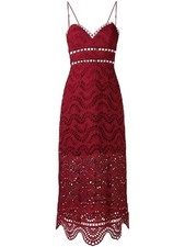 ZIMMERMANN $650 Jaya Wave Burgundy Red Eyelet Lace Cut Out Midi Dress 2/M