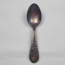 Vintage Reed & Barton Silver Plated Baby Feeding Spoon "Olivia" Clover Design