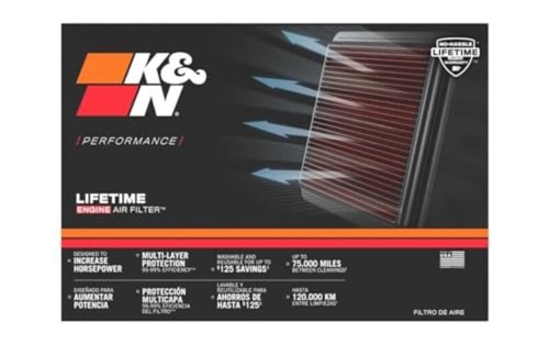  Engine Air Filter: Reusable, Clean Every 75,000 Miles, Washable, Premium,  - Picture 5 of 6