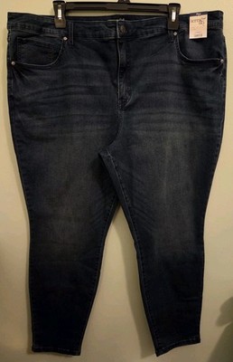 Terra & Sky Women's Plus Size 26W Skinny High Rise Jeans Dark Wash Blue #10726