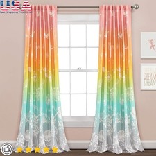Dandelion Fairy Ombre Window Curtain Panel Set Kids Room Light Filtering New