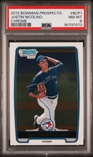 2012 BOWMAN PROSPECTS CHROME #BCP1 JUSTIN NICOLINO PSA 8