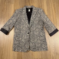 Vintage Paisley Blazer Jacket Small Tan Black Retro 90s USA Dark Academia Retro