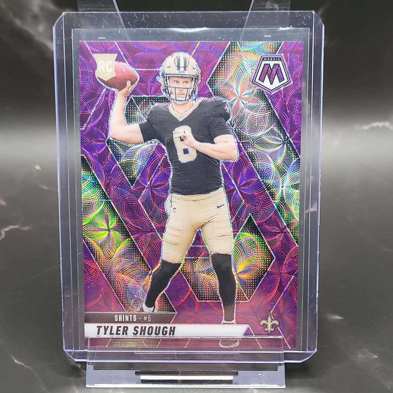2025 Mosaic Tyler Shough Rookie Purple Scope Prizm #312 RC Saints SP Panini