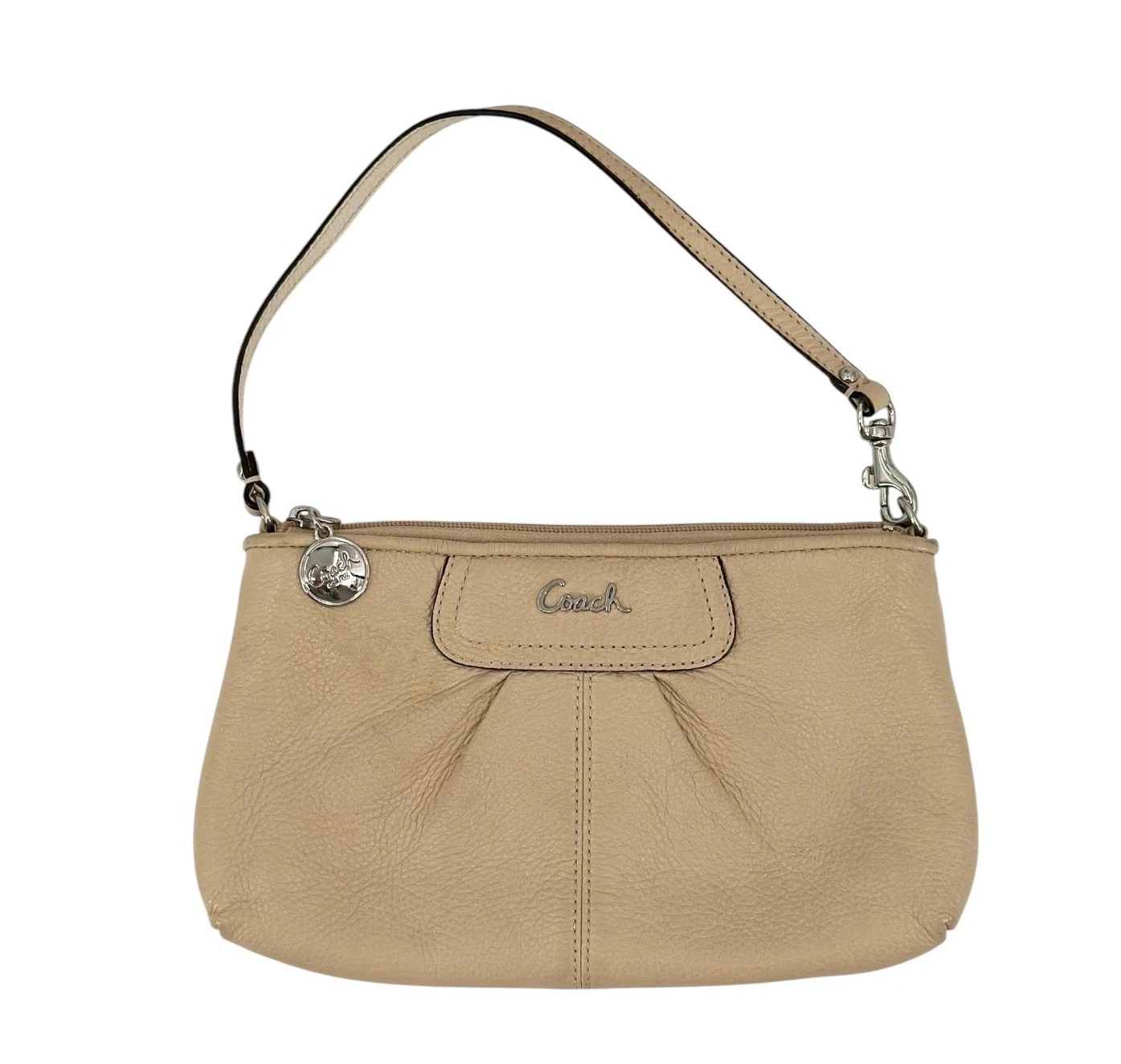 Borsa da polso Coach vintage porta carte pelle beige ciottolata 9 5”x5 5” Y2K