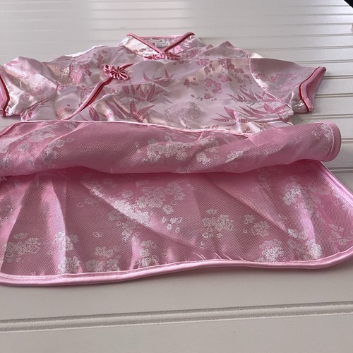 Girls Chinese Floral Pink Mandarin Tunic and Pants Set Sz 8 - Picture 7 of 13