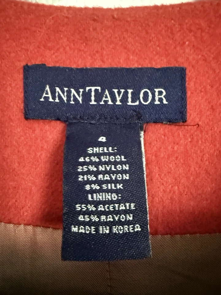 Blazer Ann Taylor Mezcla Lana Seda Talla 4 Trabajo Oficina Carrera Naranja Chaqueta Defecto Foto 2 de 4