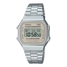 Casio Vintage Silver Stainless Steel Strap Grey Dial Digital Watch A168WA-8AYDF