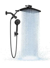 Veken Wide Rain Shower Head with 6 Modes Handheld Water Spray Matte Black