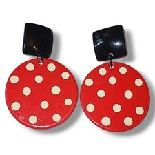 Vintage 80s Big Chunky Red & White Polka Dot ...