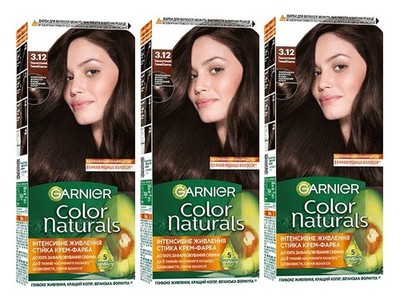 Garnier Color Naturals  3.12 Frosted Dark Brown Color hair 3-Pack x 110ml