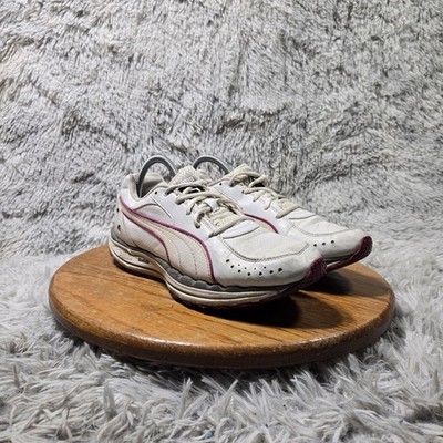 Puma Tazon 6 Womens Size 9.5 Retro White/Purple Leather Lace Up Sneaker Shoes